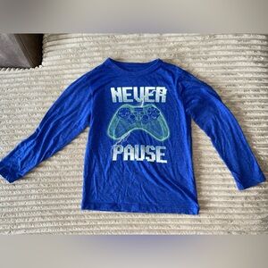 🎮 “Never Pause” Gamer Long Sleeve Tee – Children’s Place S (5/6) 💥